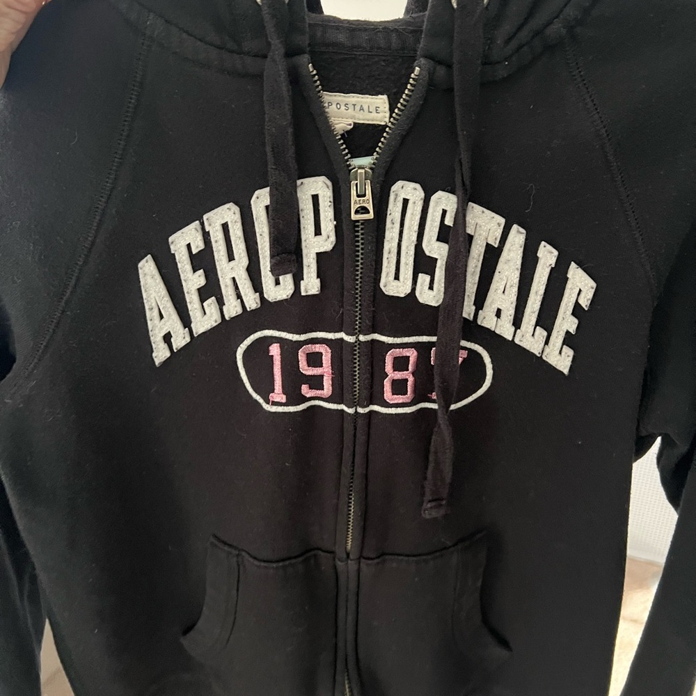 Aeropostale Charcoal Hoodie with White Lettering
